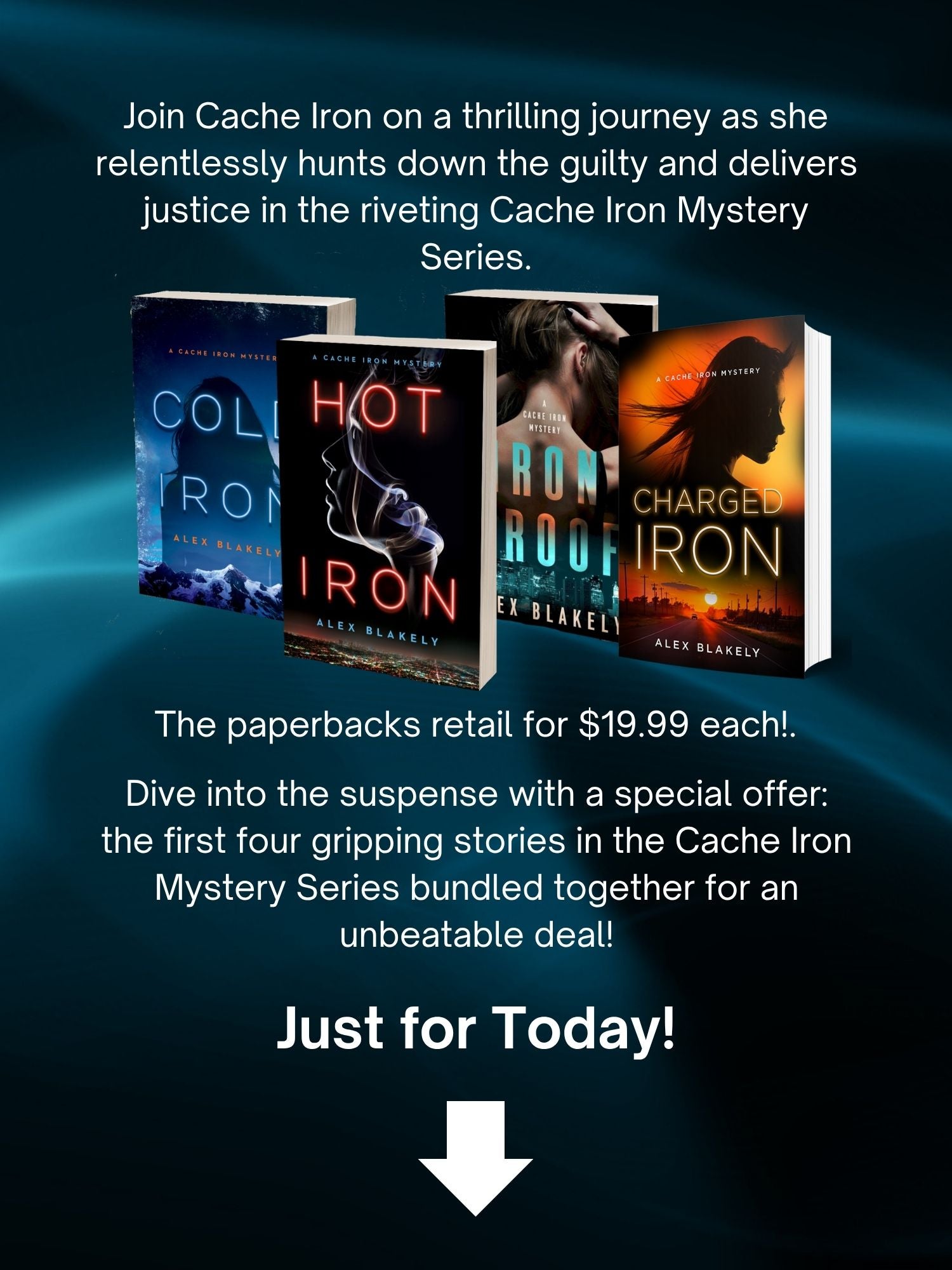 First four paperbacks in the Cache Iron Mystery Series